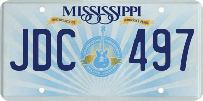 MS license plate JDC497