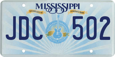 MS license plate JDC502