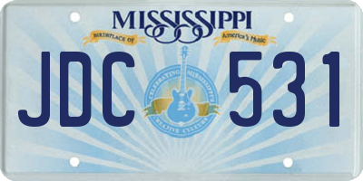 MS license plate JDC531