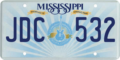 MS license plate JDC532