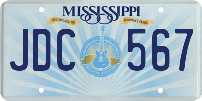 MS license plate JDC567