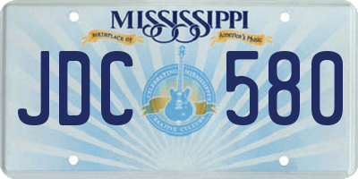 MS license plate JDC580