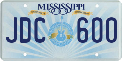 MS license plate JDC600