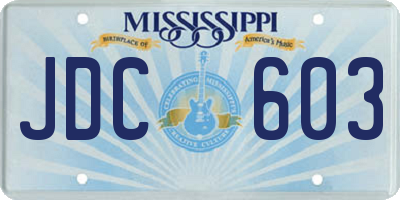 MS license plate JDC603
