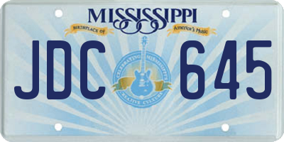 MS license plate JDC645