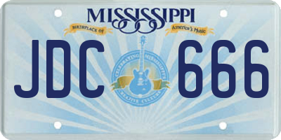 MS license plate JDC666
