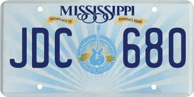 MS license plate JDC680