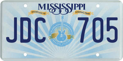 MS license plate JDC705