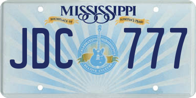 MS license plate JDC777