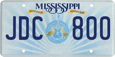 MS license plate JDC800
