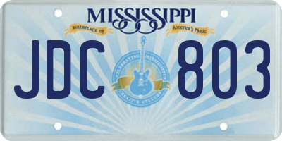 MS license plate JDC803