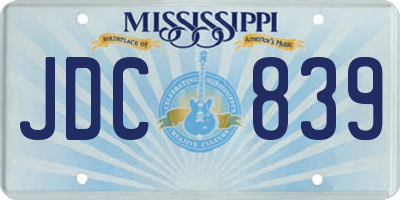 MS license plate JDC839