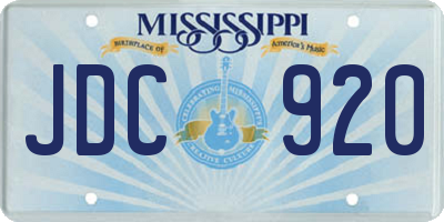 MS license plate JDC920