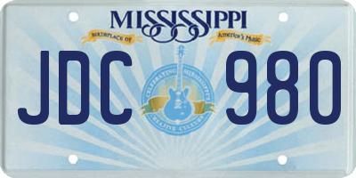 MS license plate JDC980