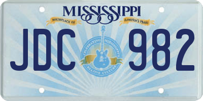 MS license plate JDC982