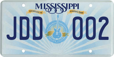 MS license plate JDD002