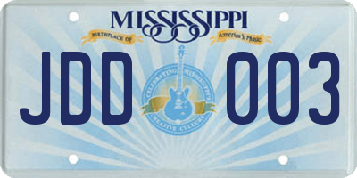 MS license plate JDD003