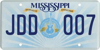 MS license plate JDD007