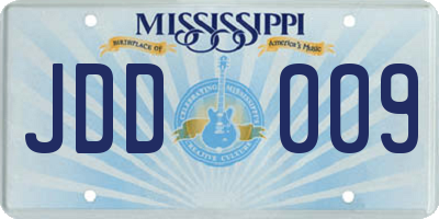 MS license plate JDD009