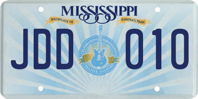 MS license plate JDD010