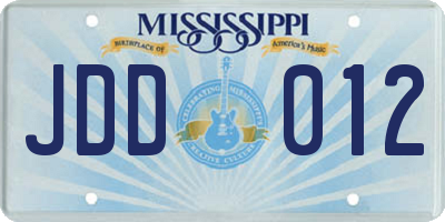 MS license plate JDD012