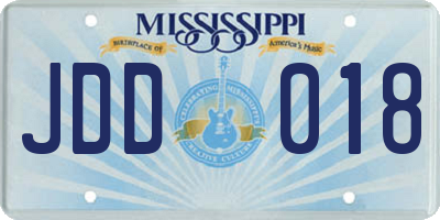 MS license plate JDD018