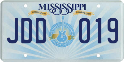 MS license plate JDD019