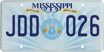 MS license plate JDD026