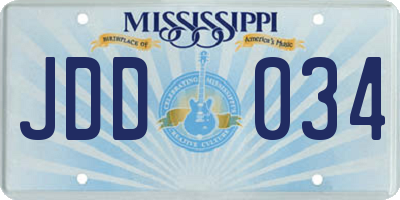 MS license plate JDD034