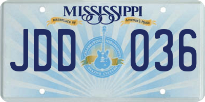 MS license plate JDD036