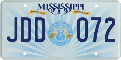 MS license plate JDD072