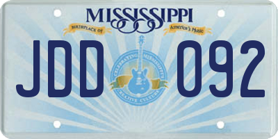 MS license plate JDD092