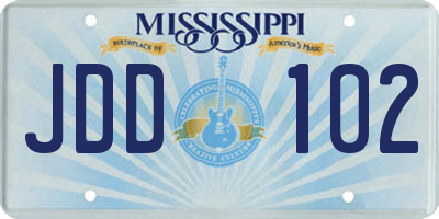 MS license plate JDD102