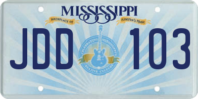 MS license plate JDD103