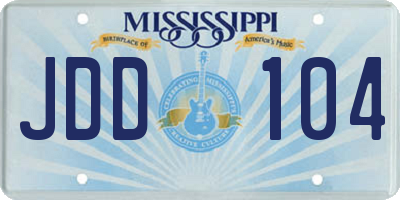 MS license plate JDD104