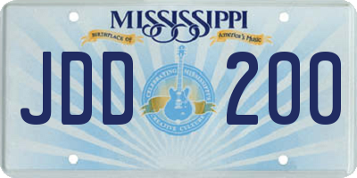 MS license plate JDD200