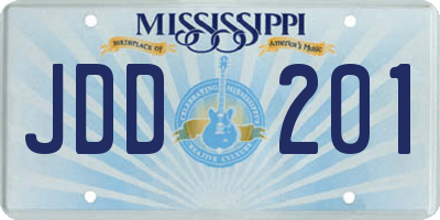 MS license plate JDD201