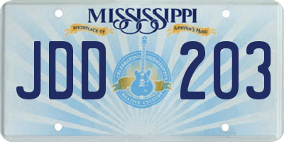 MS license plate JDD203