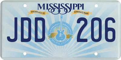 MS license plate JDD206