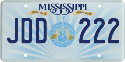 MS license plate JDD222