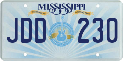 MS license plate JDD230