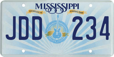 MS license plate JDD234