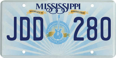 MS license plate JDD280