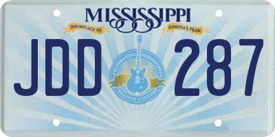 MS license plate JDD287