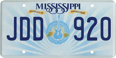 MS license plate JDD920