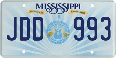 MS license plate JDD993