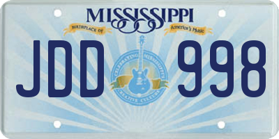 MS license plate JDD998