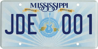 MS license plate JDE001