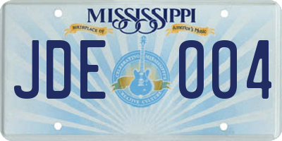 MS license plate JDE004