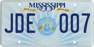 MS license plate JDE007